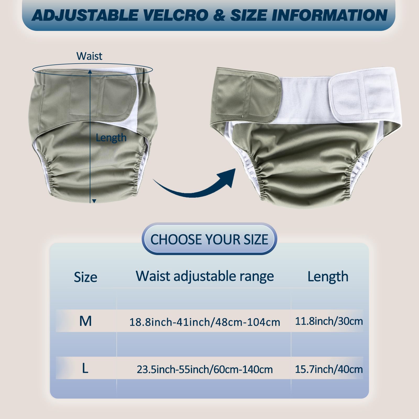 Hi Sprout reusable underwear gray with adjustable waist for a secure, gentle fit.