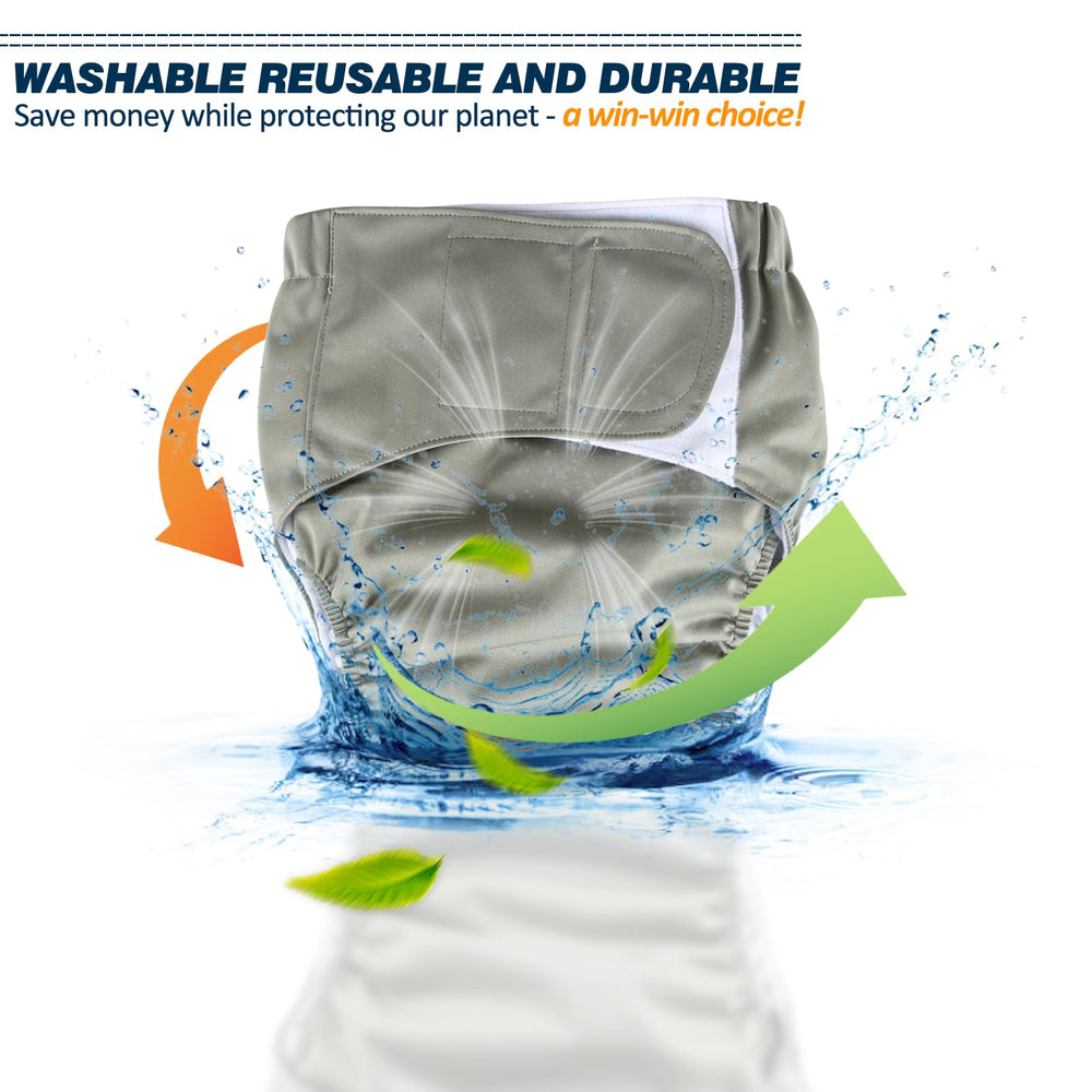 Hi Sprout reusable underwear gray is machine washable for easy care.