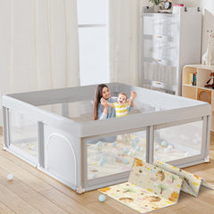Hiaksedt baby playpen offers 360° visibility for easy baby monitoring.