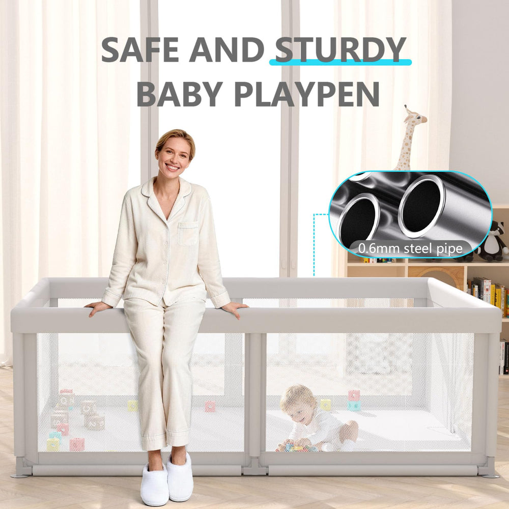 Hiaksedt Baby Playpen with 360-vision design for easy supervision