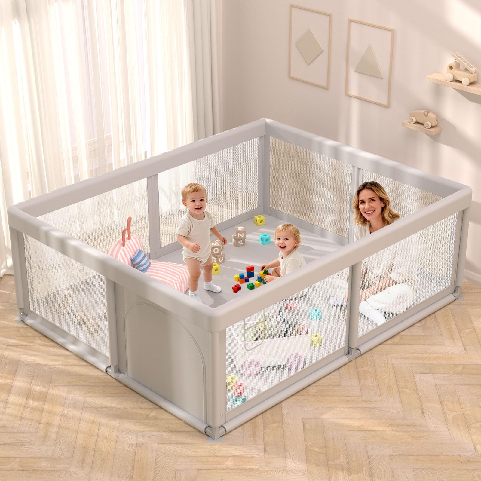Hiaksedt Baby Playpen with 51x51 area for safe, roomy play