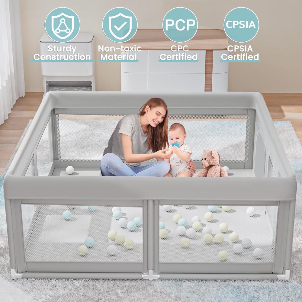 Hiaksedt folded-storage option keeping the playpen compact when not in use