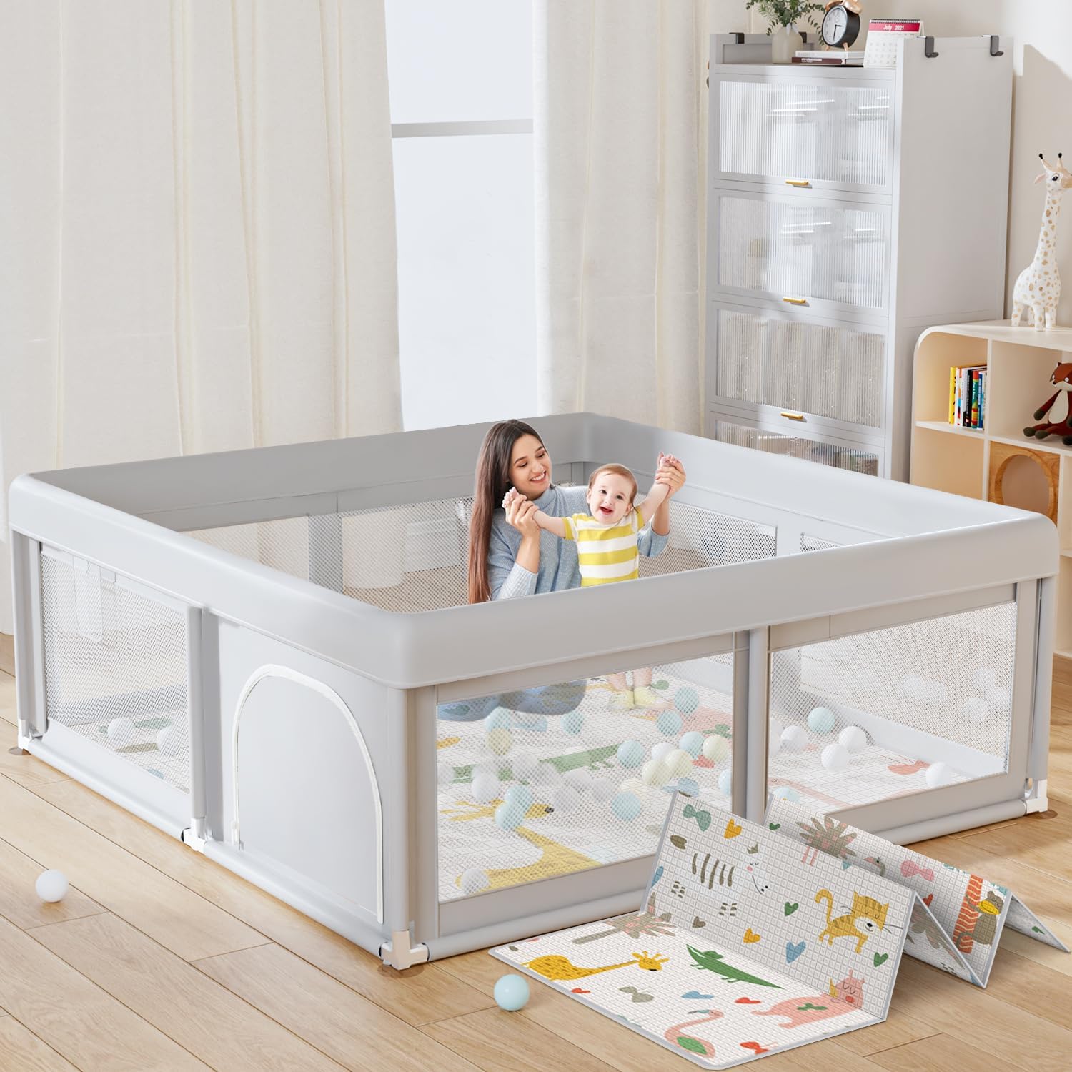 Hiaksedt baby playpen setup showing organized safe space for playtime