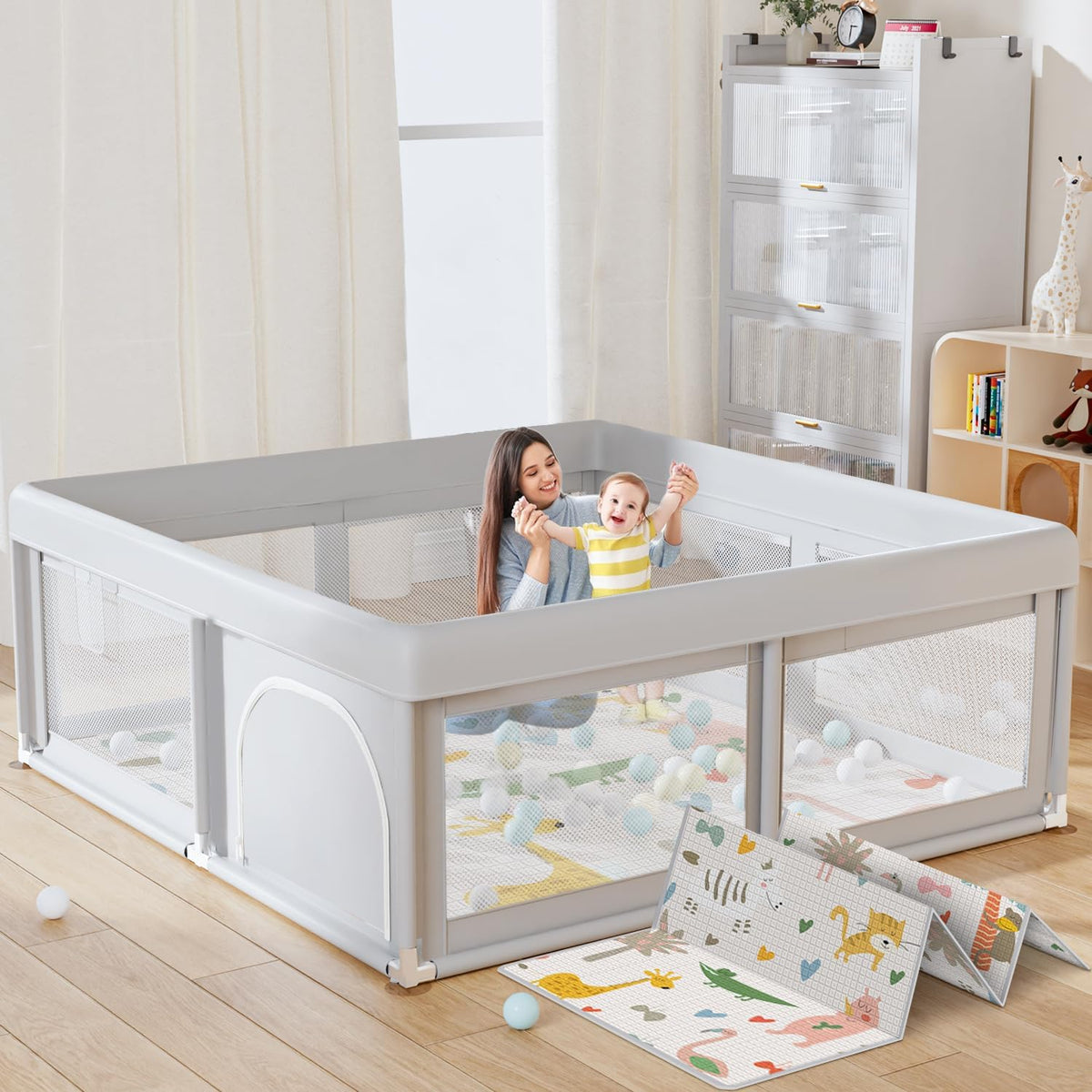 Hiaksedt baby playpen setup showing organized safe space for playtime