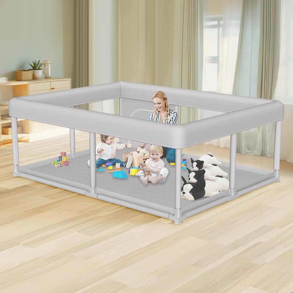 Hiaksedt Large Baby Playpen 65x50 inch layout for safe indoor setup.