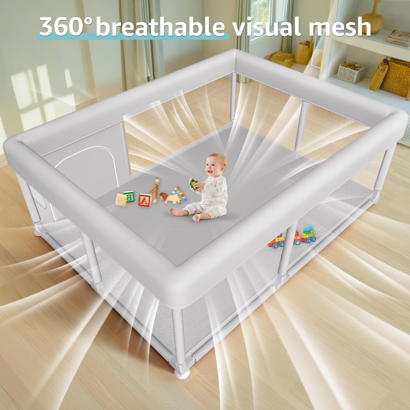 Hiaksedt cushion-top edge cushions minor bumps during playtime.