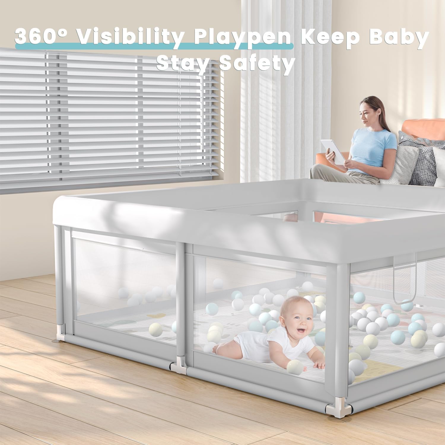 Hiaksedt outer 50x50 inch frame delineates a roomy play area