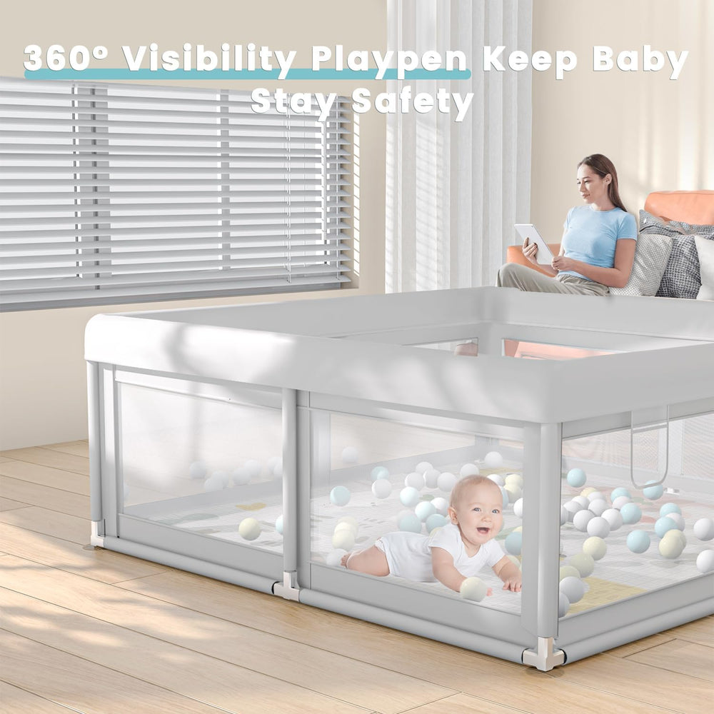 Hiaksedt outer 50x50 inch frame delineates a roomy play area