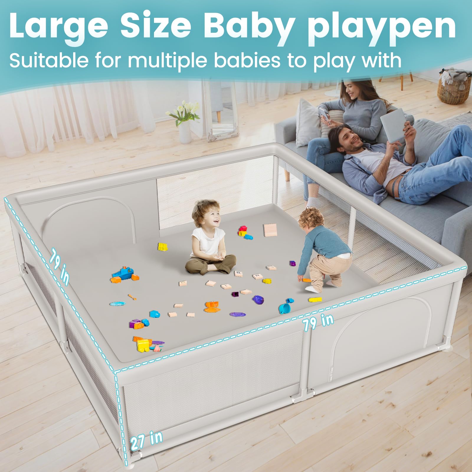 Hiaksedt playpen with breathable mesh and 360 vision for supervision.