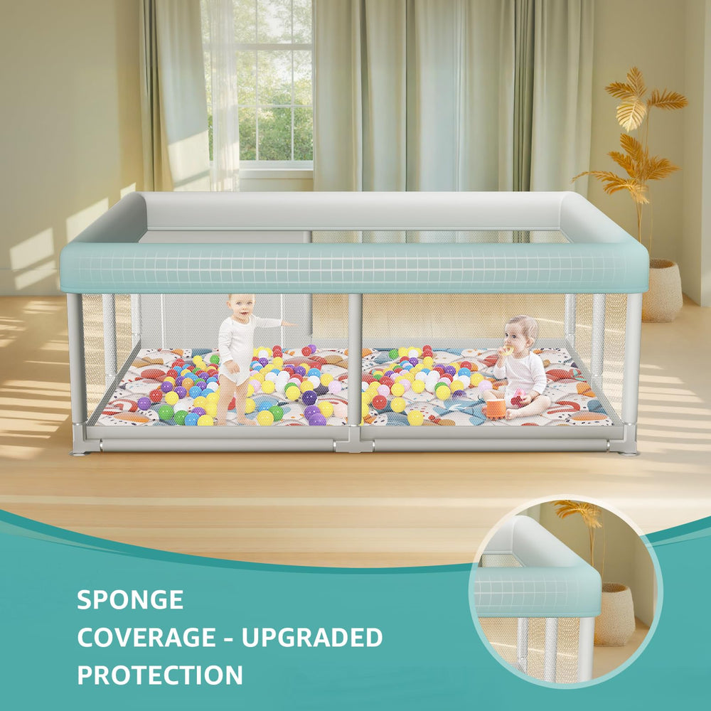 Hiaksedt playpen mat cushioning provides toddler comfort during play.