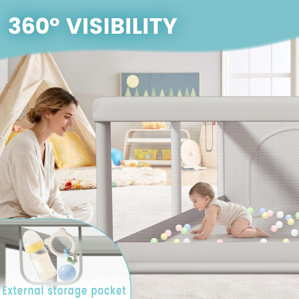 Hiaksedt playpen uses non-toxic Oxford cloth for safe, cushioned play.