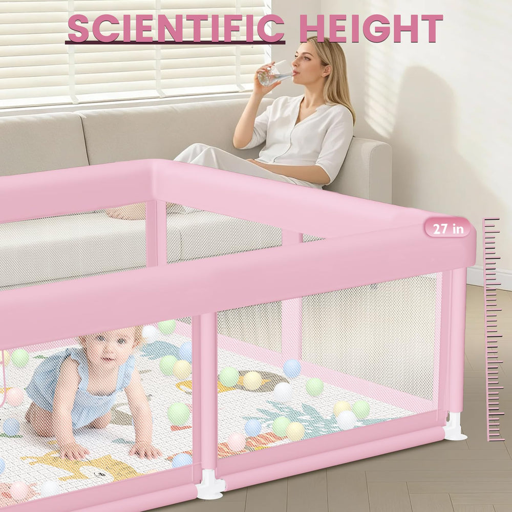 Hiaksedt pink playpen features soft fabric and cushioned edges for gentle play