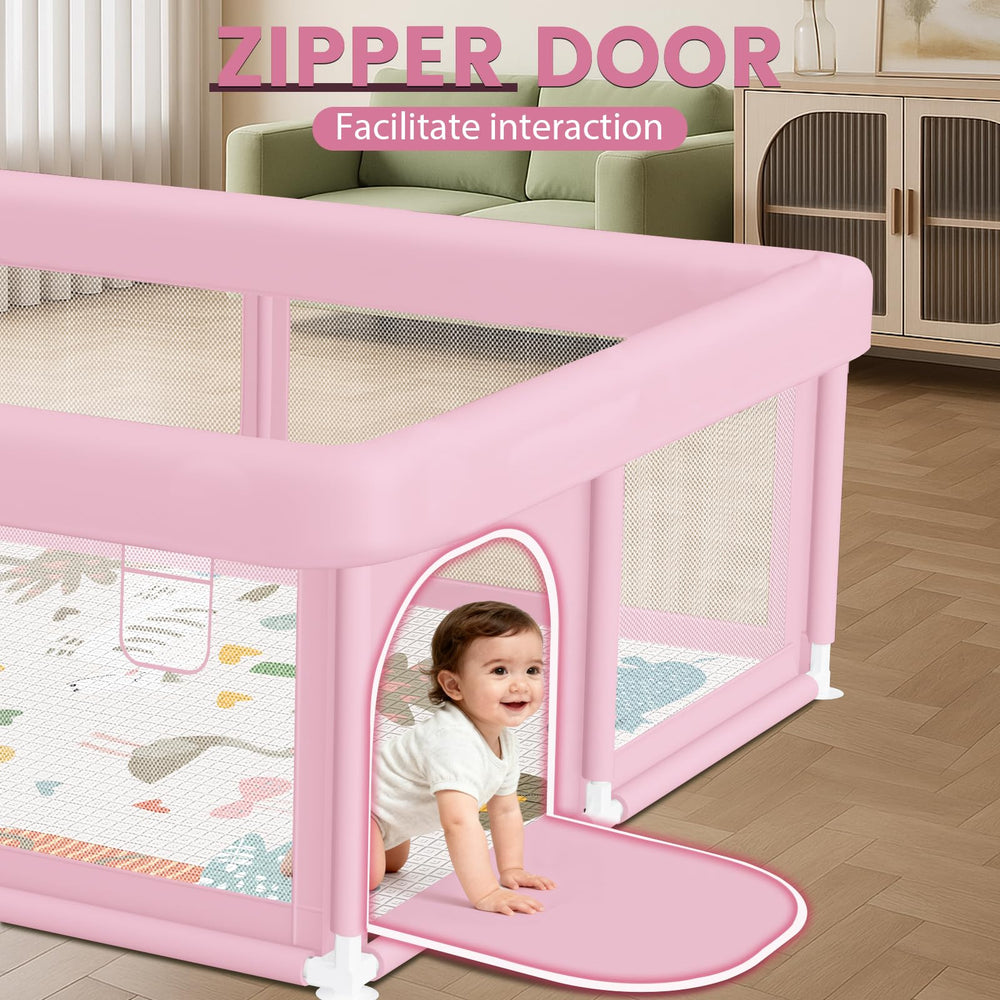 Hiaksedt playpen uses sturdy suction cups to stabilize the space