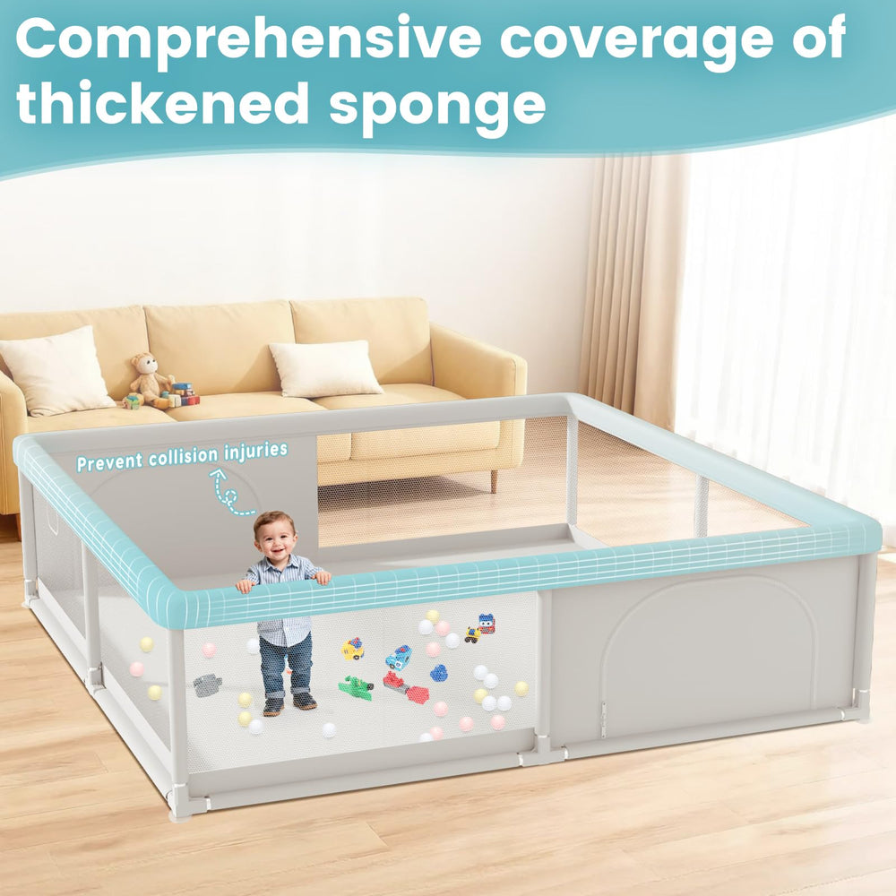 Hiaksedt playpen with zipper gate for easy entry and containment.