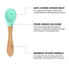 HI BABY MONMENT silicone spoon rest keeps counters tidy after meals.