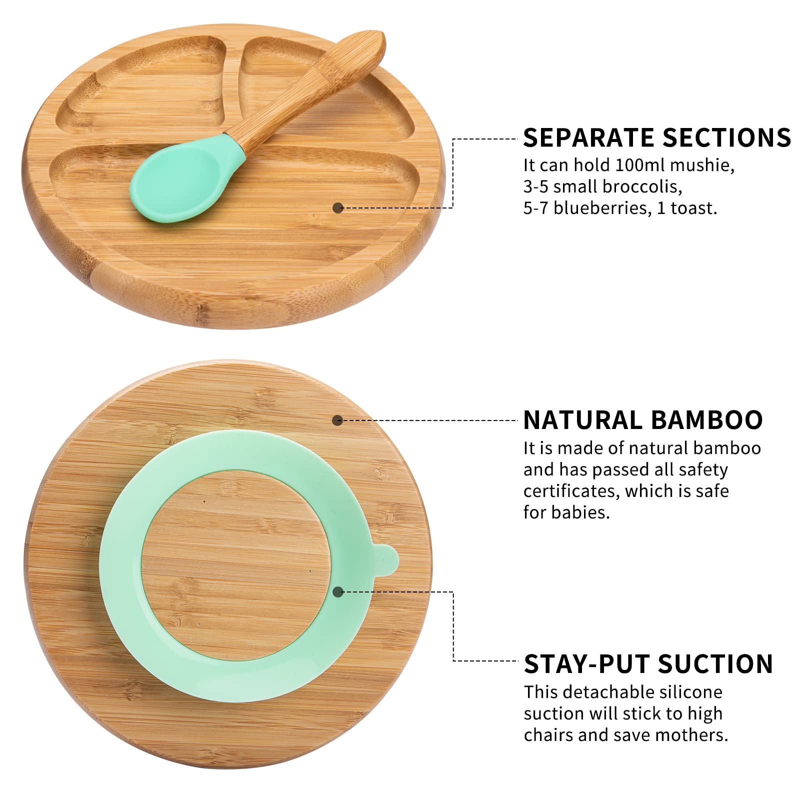 HI BABY MONMENT silicone spoon offers soft tip for teething comfort.