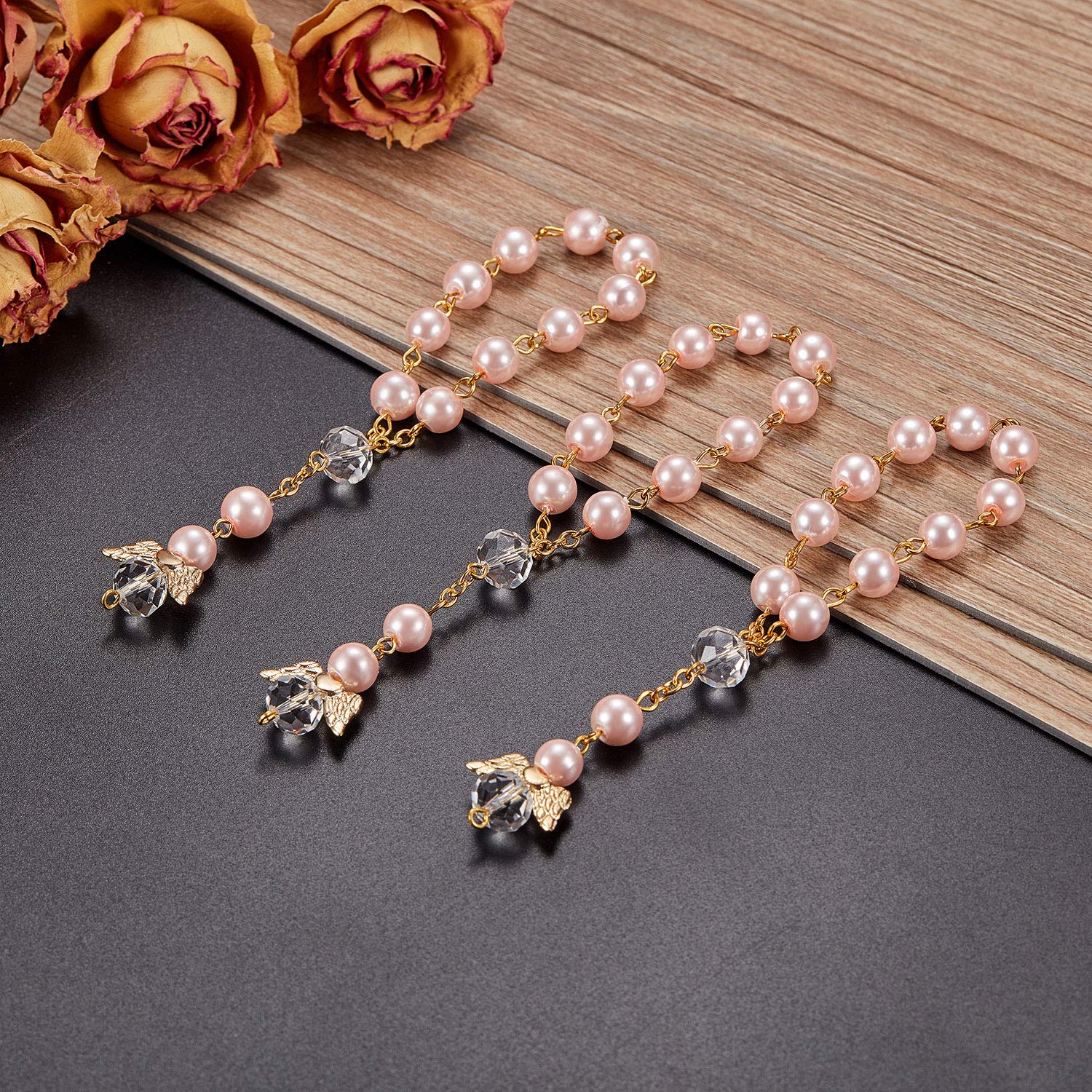 Hicarer pink party-favor rosaries delight guests at weddings and baby showers
