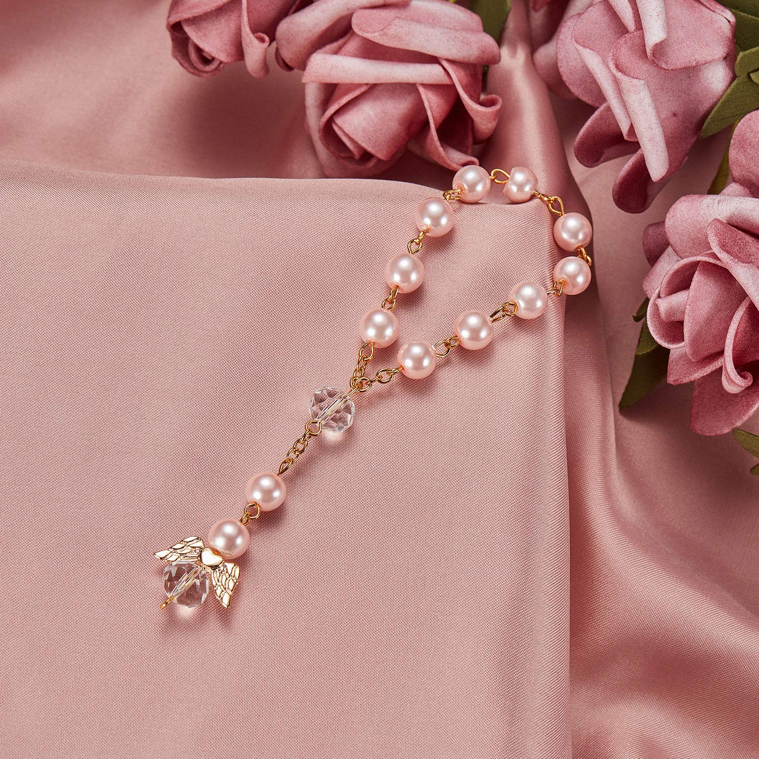 Hicarer pink crystal-acrylic beads rosary offers lightweight decorative charm