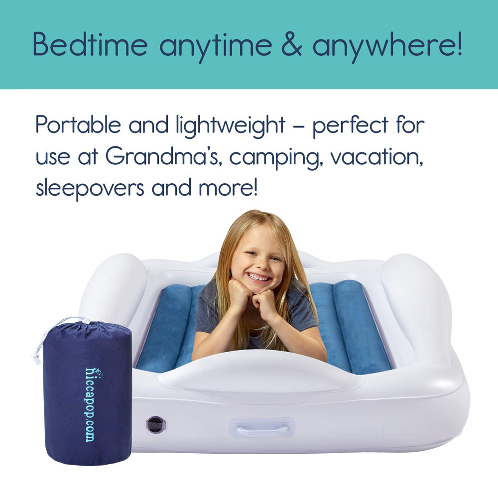hiccapop 4-bumper protection navy toddler bed keeps little one safe.