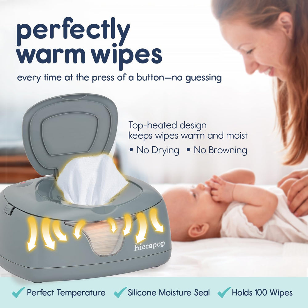 Hiccapop wipe warmer's changing light provides soft illumination for night-time diapering.