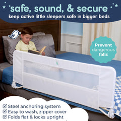 Hiccapop bed rail with swing-down design enables easy bedtime cuddles.