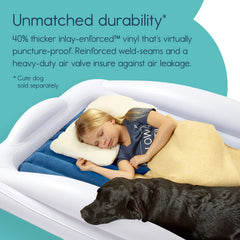 hiccapop inflatable bed inflates in seconds for quick setup.