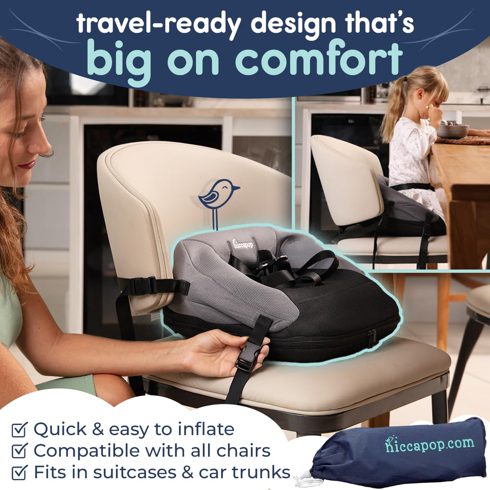 Hiccapop NeoBoost anti-slip base keeps the booster secure on any chair.