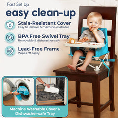 Hiccapop OmniBoost ergonomic safety harness keeps baby secure comfortably.