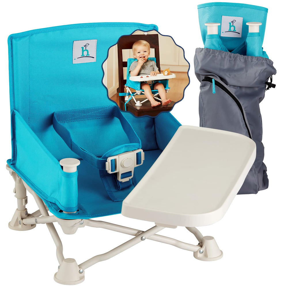 Hiccapop OmniBoost folded frame with carry bag for easy travel and storage.