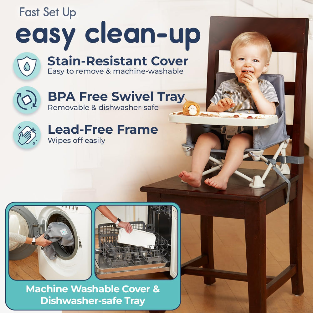 Hiccapop OmniBoost safety harness keeps toddlers secured during meals