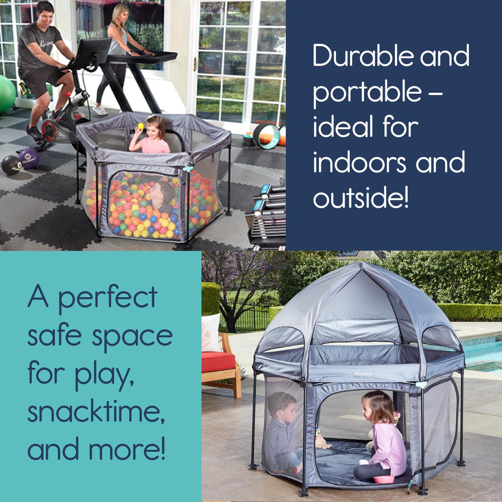Ultra-portable fold and carry hiccapop PlayPod for travel