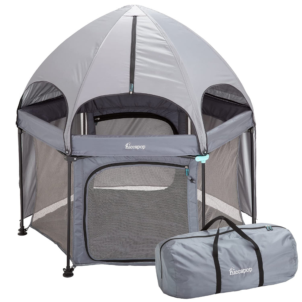 hiccapop PlayPod used indoors and outdoors showing versatile setup