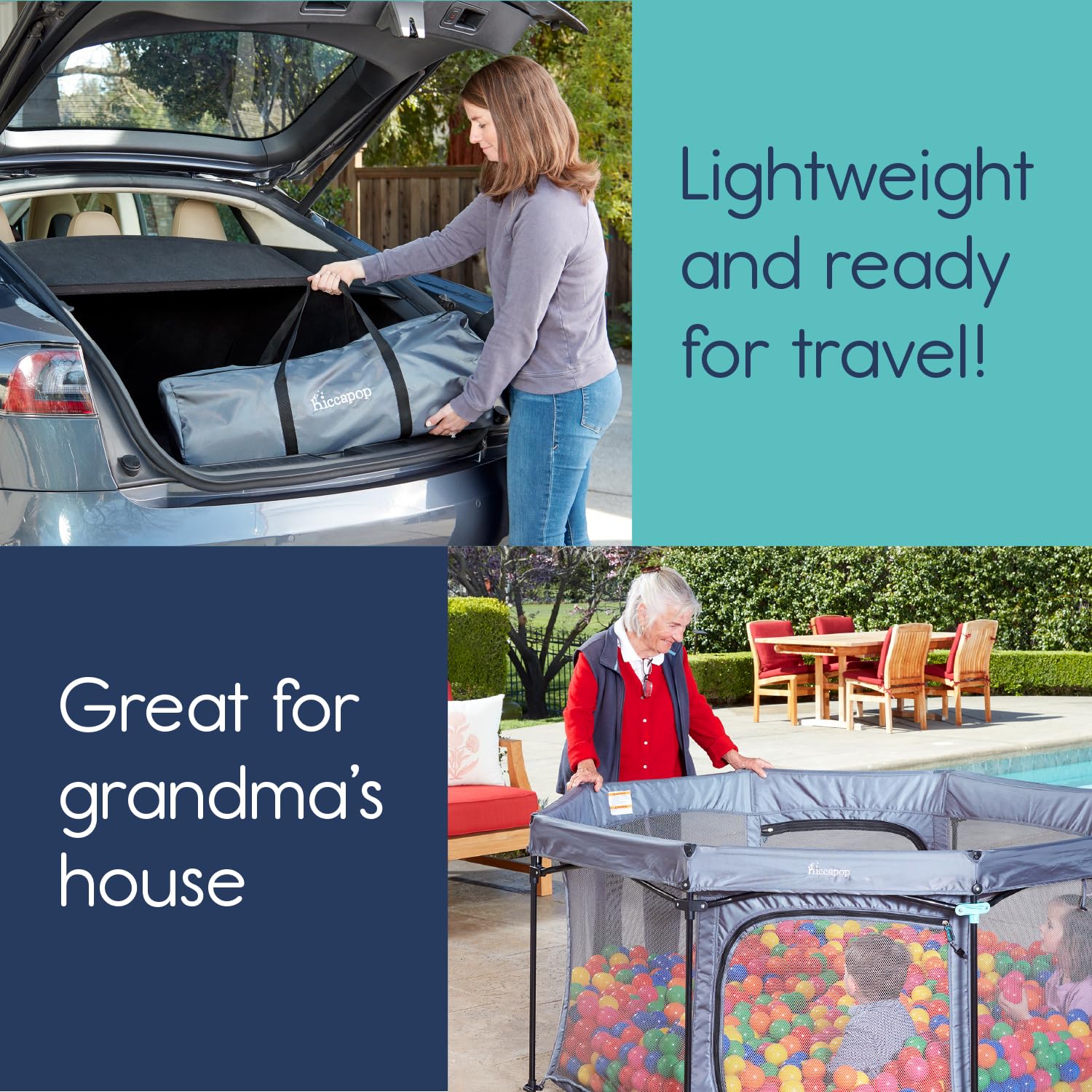 Water-resistant mat on hiccapop PlayPod for easy cleanup after adventures