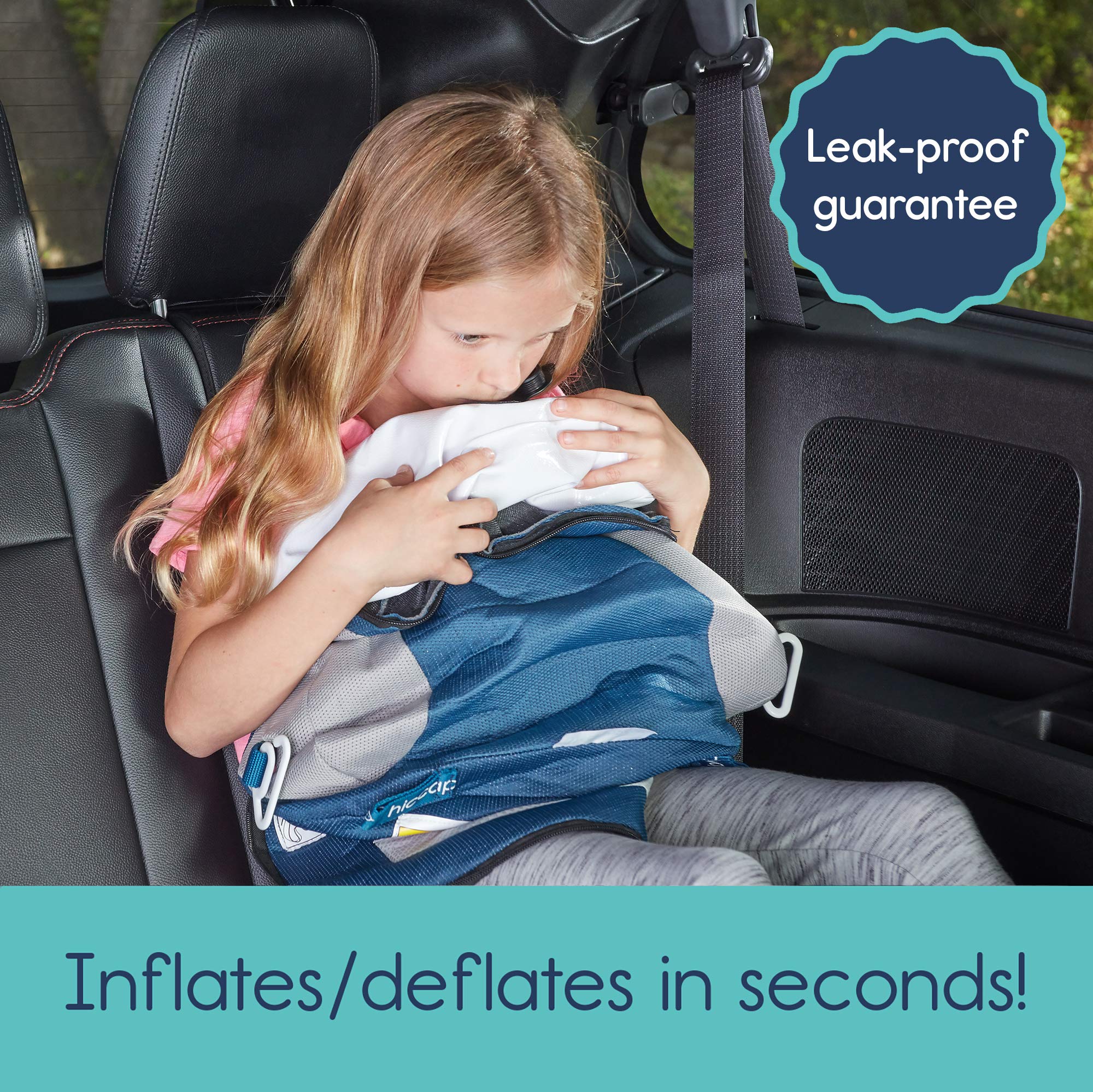 UberBoost belt-positioning clips ensure proper lap belt placement