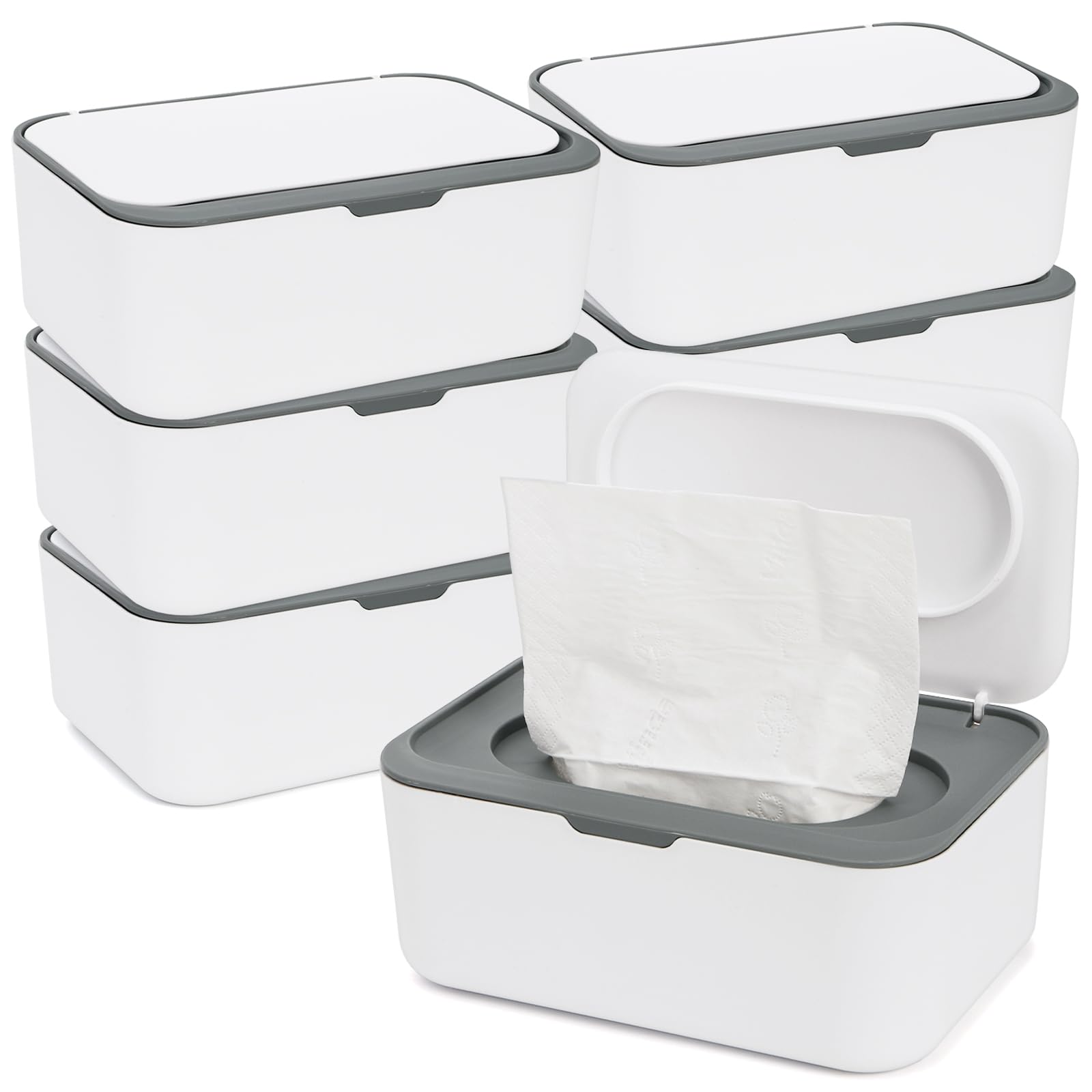Hiceeden wipes dispenser six-pack front view, compact for nursery organization