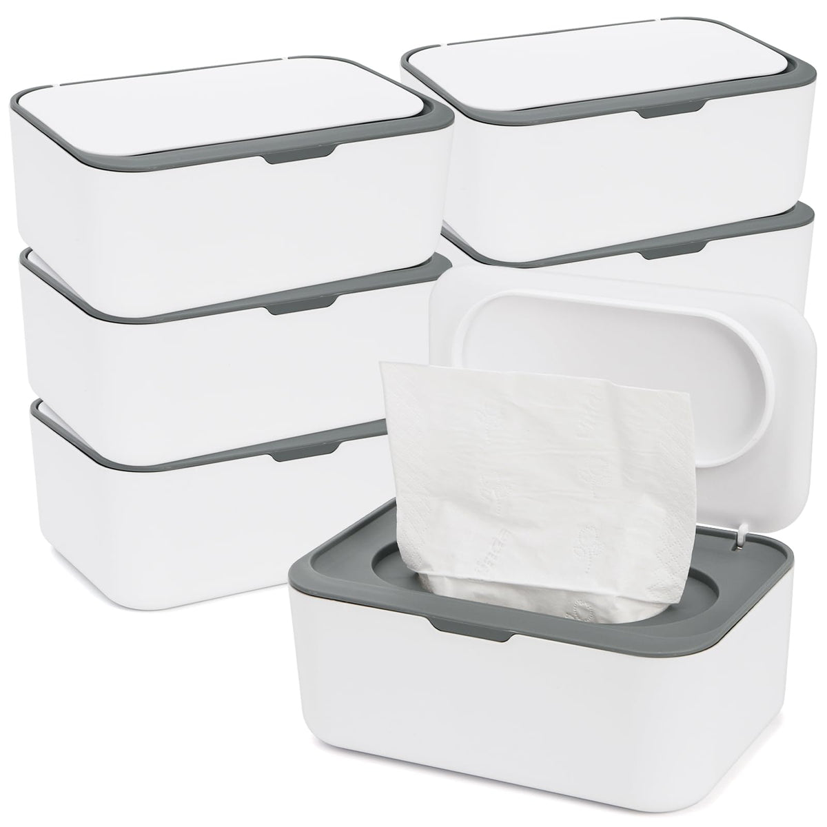 Hiceeden wipes dispenser six-pack front view, compact for nursery organization