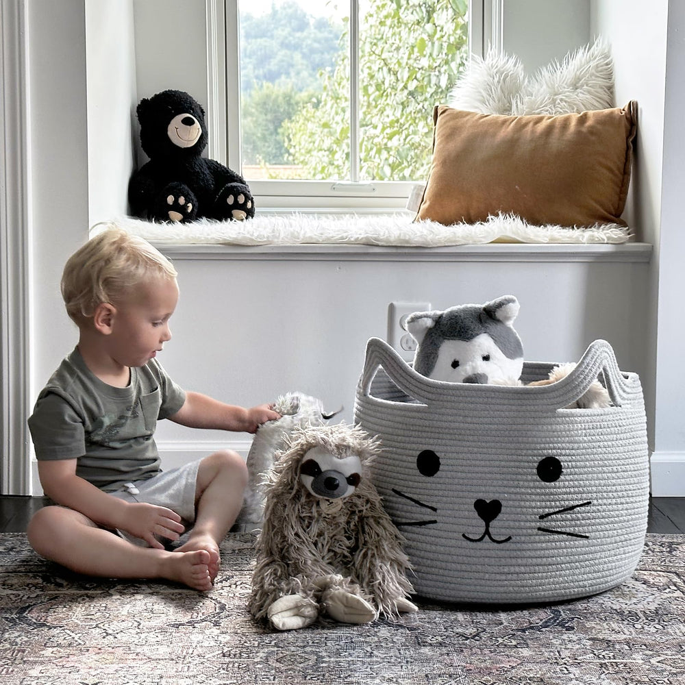 HiChen cotton rope storage basket for blankets or towels, versatile organization.