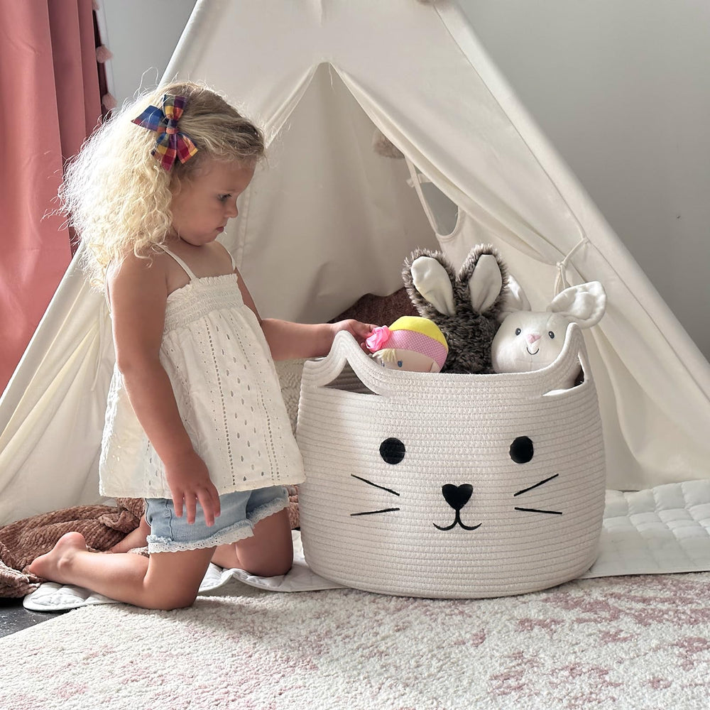 HiChen cat ear design pet basket with handles for easy carrying