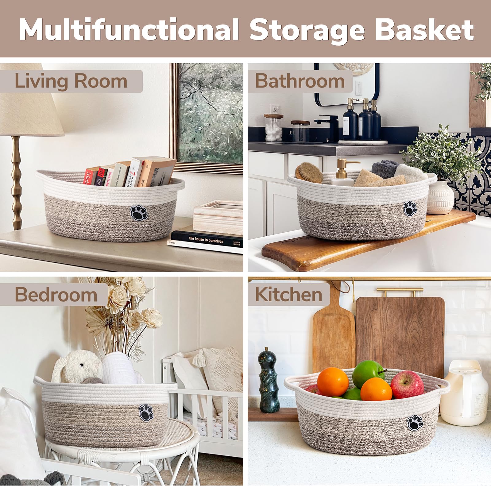 HiChen basket with handles enables easy transport around home.