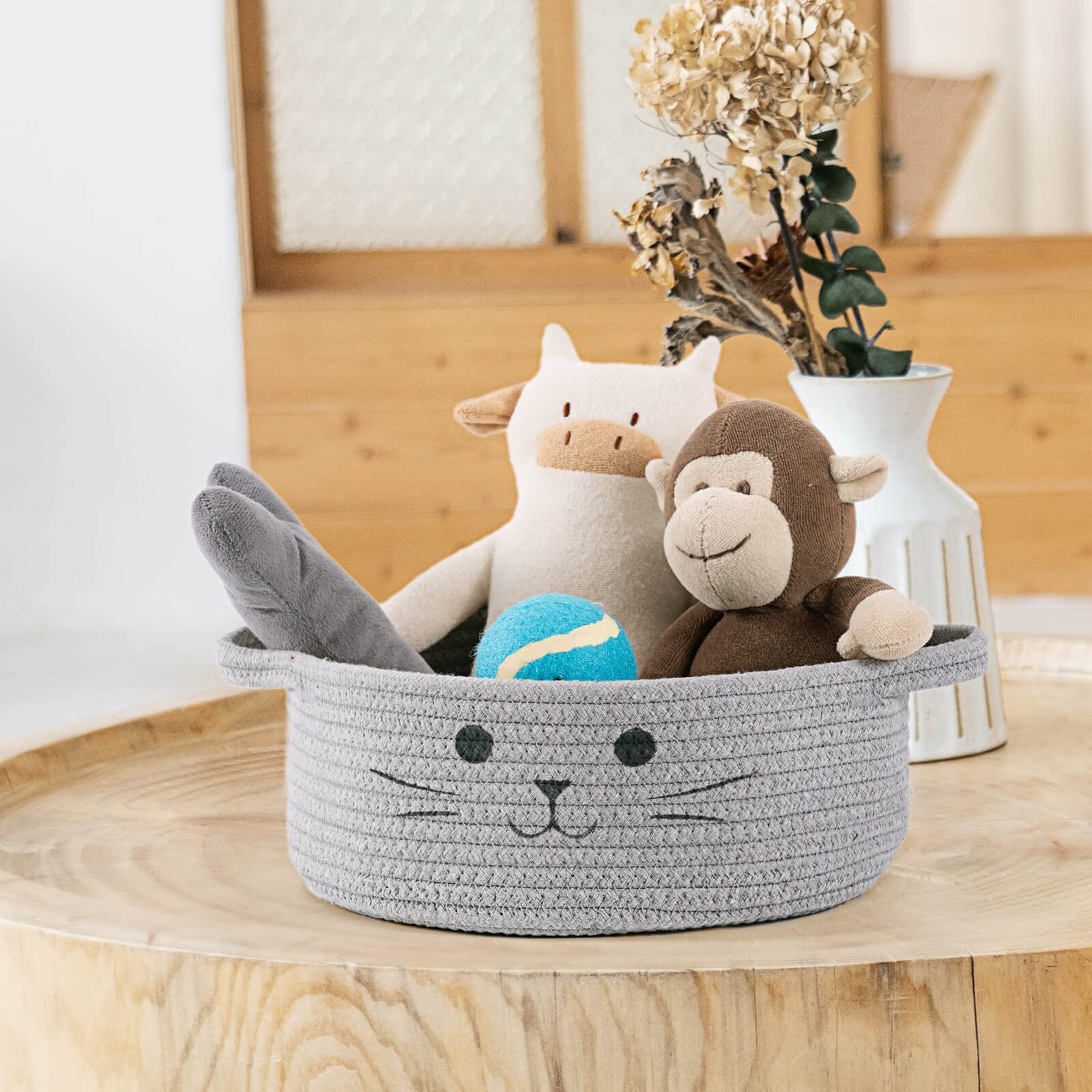 HiChen gift-ready basket suitable for housewarmings and baby showers in gray.