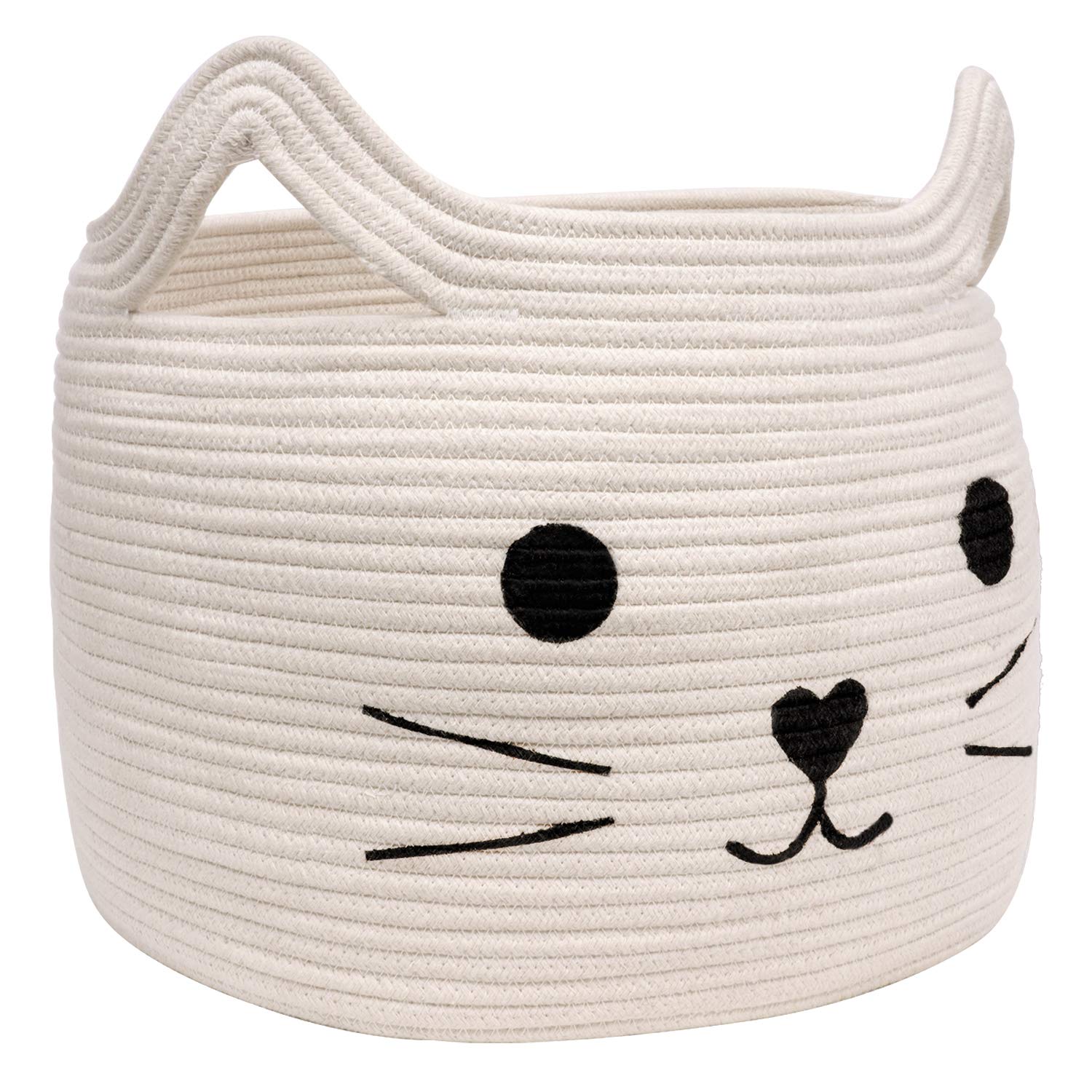 HiChen large woven cotton rope basket viewed from top for tidy storage