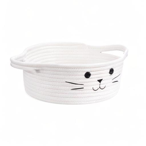 HiChen white woven basket blends with modern living room decor.