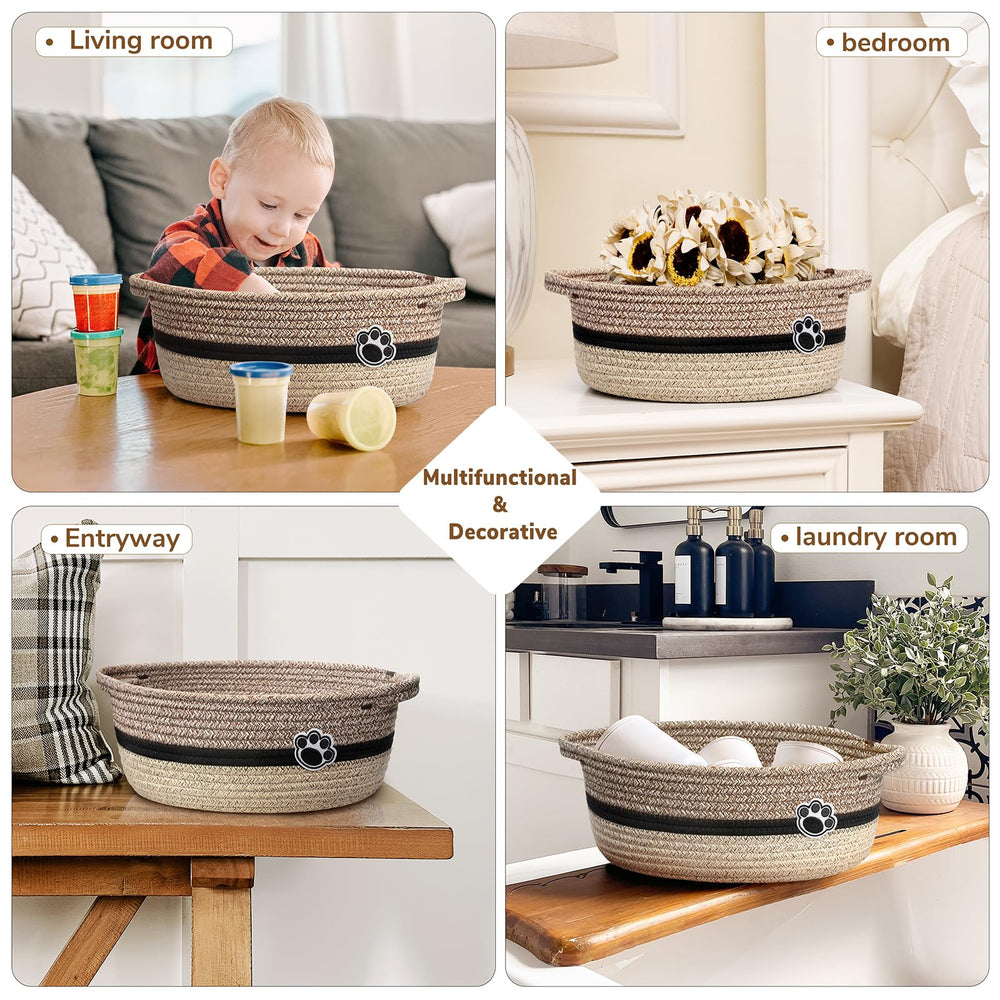 HiChen neutral-colored rope basket complements any decor and adds style.