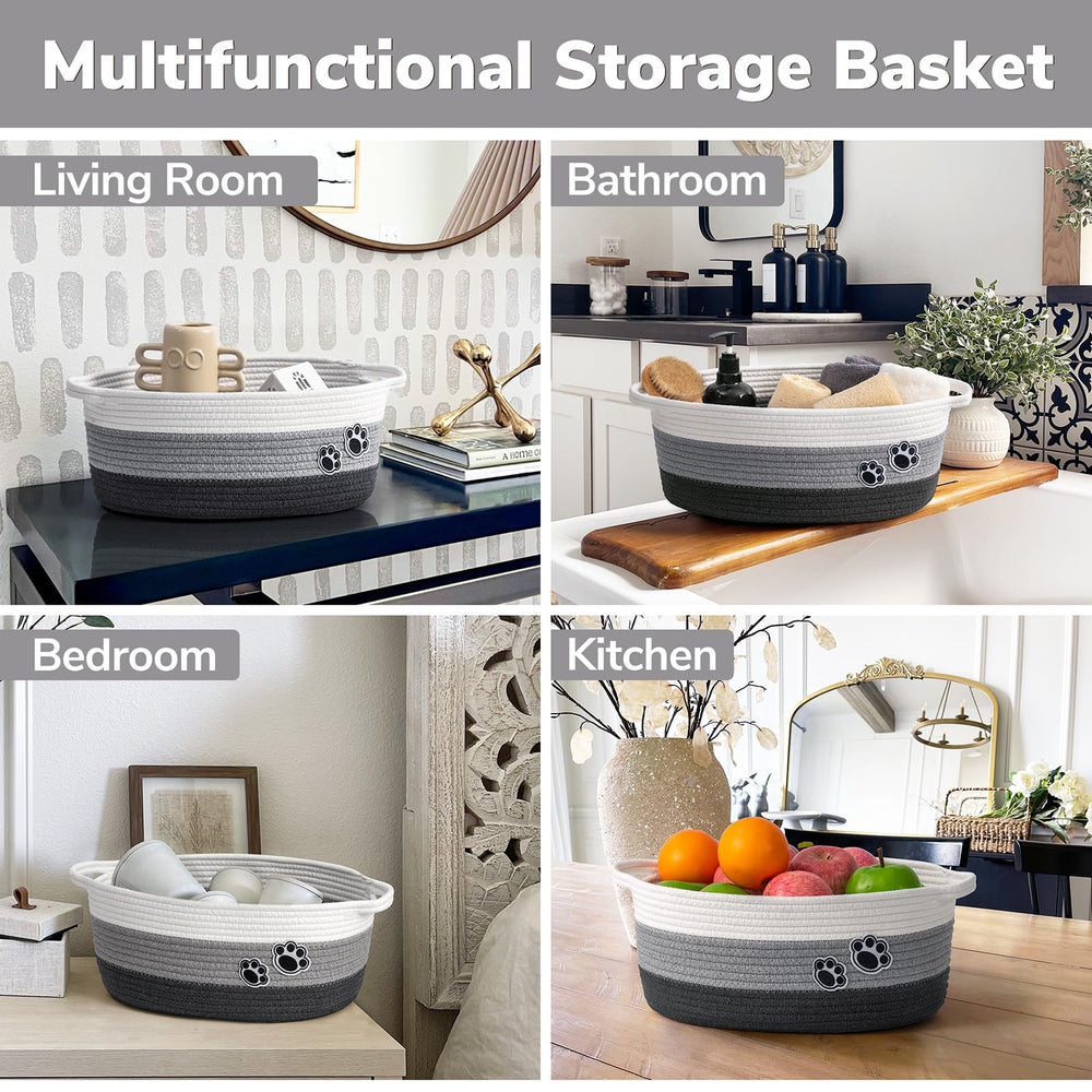 HiChen soft cotton rope basket with sturdy handles for easy transport.