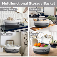 HiChen soft cotton rope basket with sturdy handles for easy transport.