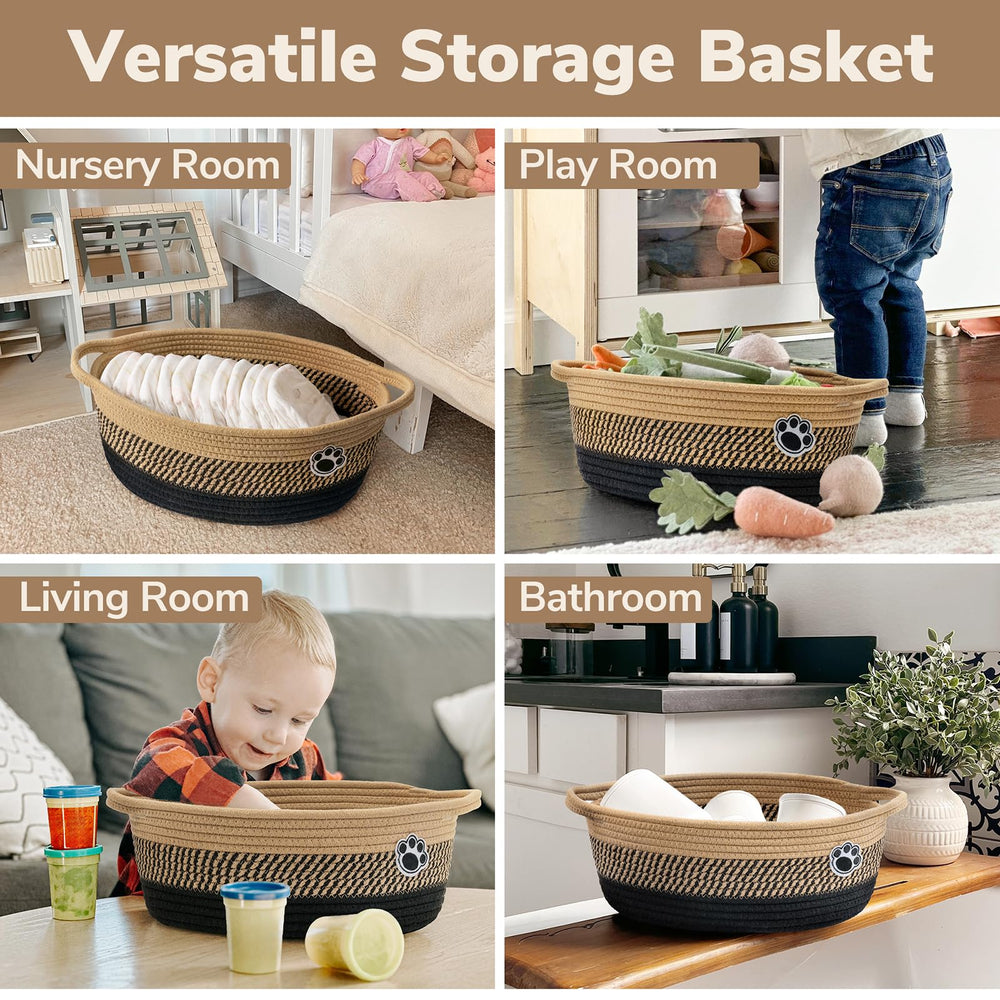 HiChen soft cotton storage bin with two handles for easy transport.