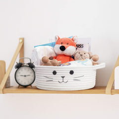 HiChen white nursery storage basket perfect for diapers, wipes, and small items.