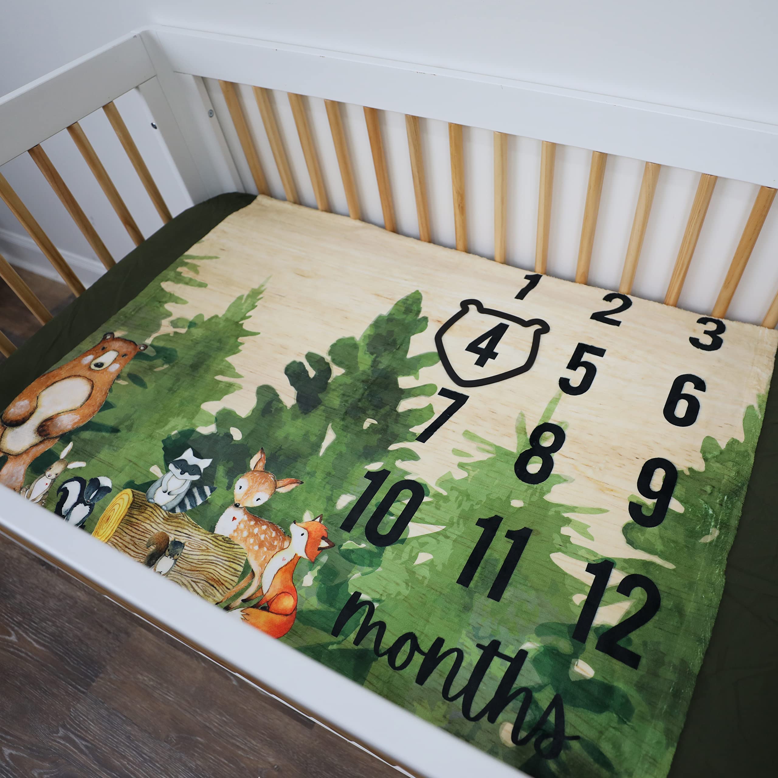 Hickory Hollow gift-ready woodland milestone blanket perfect for baby showers