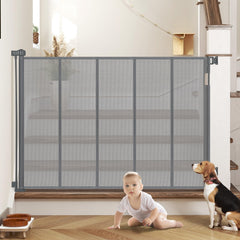 HIDODO 47-inch extra tall retractable gate on stairs with clear view and safety