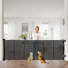 HIDOG 42-tall gate in mesh design for secure indoor containment.